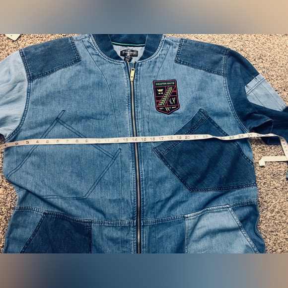 Houston White Streetcore  unisex Trendy denim blue Oversized Jumpsuit - Picture 9 of 12